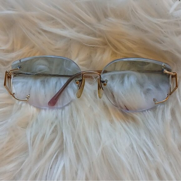 RARE Vintage Diamond Studded Rimless Blue Tinted Dior Glasses - Picture 5 of 5